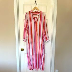 Soft Surroundings Pink & Orange Stripe Caftan
